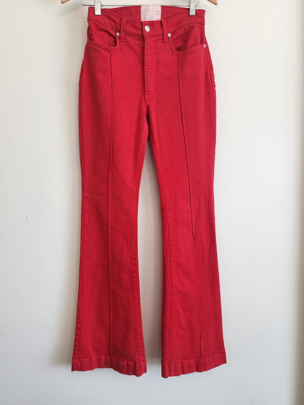 Revice Denim Red Venus Flare Star Back Jeans 27 High Rise Boho Western Retro - Picture 2 of 15